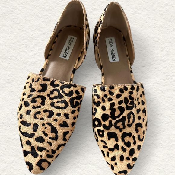Steve Madden Talent D'orsay Flat In Leopard Print Calf Hair Women's 8 - Picture 1 of 5